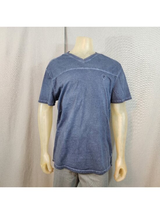 Marc Ecko Other - Marc Ecko Cut & Sew Stone Wash Blue Short Slv V Neck T Shirt Top LARGE